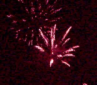 Fireworks lighting up the night sky 
at the Aqua Dome on Friday night