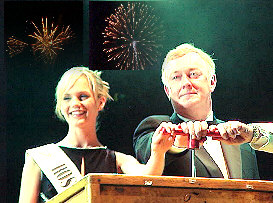 Rose of Tralee, Róisín Ryan Egenton and Minister for Justice, John O'Donoghue both set off the opening Festival fireworks display on Friday night on the Ashe Stage
