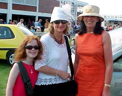 Lauren Hanrahan with her mother Bernadette from Ballylongford, and Mary Murray, Racecourse Lawn, Tralee at Tralee Races on Ladies Day