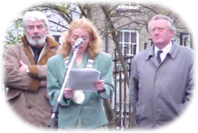 Cllrs. Johnny Wall, Miriam McGillycuddy and John Blennerhassett at the Easter Commemoration Ceremony on Easter Sunday