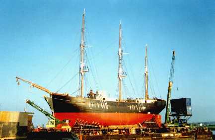 Pictured on Thursday in Blennerville, with her three masts in place