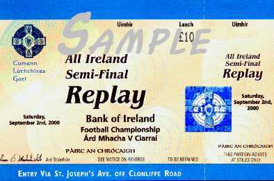 Ticket to Saturday's Replay in Croke Park between Kerry and Armagh