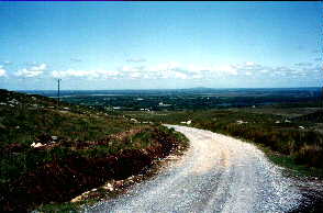 The panoramic view down over Lough Corrib, Ross Lake and the surrounding countryside