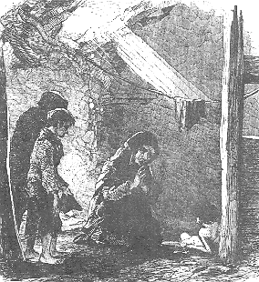 Widow O'Connor and her dying child: Illustrated London News, January 19, 1850